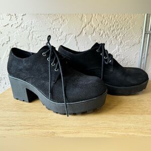 Soda Lace Up Chunky Black Heels